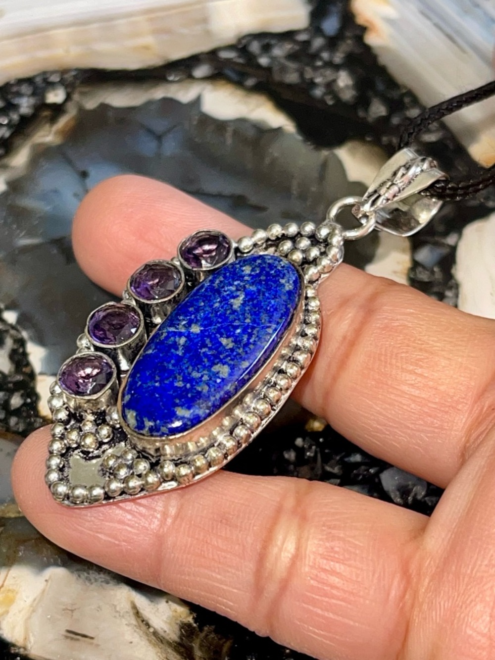 Lapiz Lazuli “The Protection Stone” Pendant 2 1/4” - Picture 8 of 14